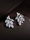 2pcs Fashion Luxury Horse Eye Shaped & Leaf & Cubic Zirconia Decor Bridal Earrings