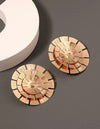 1pair Simple Metal Leaf Texture & Rhinestone Decor Women Fashion Earrings