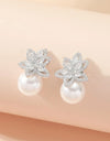 Cubic Zirconia Decor Stud Earrings