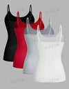 4pcs Casual Minimalist ECG Heart Pattern Camisole Tops