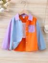 Toddler Girls Colorblock Patched Pocket Shirt Without Cami Top