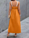 Women's Color Block Dress With Ruffle Hem