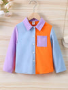 Toddler Girls Colorblock Patched Pocket Shirt Without Cami Top