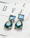 1pair Luxurious & Elegant Square Drop & Teardrop Shaped Earrings