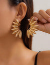 1pair Fashionable Wireless Fan-Shaped Earrings