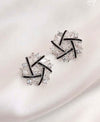 1pair Fashionable Cross-Shaped Rhinestone Studded Earrings