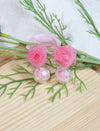 1pair Fashionable Flower Decor Bead Drop Earrings For Women