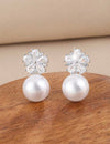 Flower & Clover & Zirconia & Faux Pearl Design Earrings