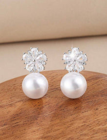  Flower & Clover & Zirconia & Faux Pearl Design Earrings