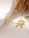 1pair Fashionable Bowknot, Geometric & Heart Shaped Stud Earrings