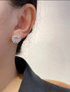2pcs Cubic Zirconia Decor Stud Earrings