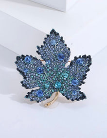  Rhinestone Maple Leaf Design Brooch