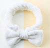 1pc Girls White Bow Plush Face  Washing Headband
