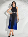 Gradient Pearl Bead Decor Sleeveless Dress