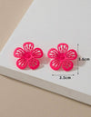 1pair Trendy & Stylish Colorful Pink Flower Stud Earrings