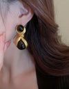 1pair High-Grade Black Vintage Acrylic Earrings