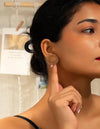 1pair Fashionable Geometric Hollow Out Round Stud Earrings With Unique Design
