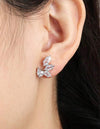 2pcs Fashionable Cubic Zirconia & Copper Marquise Drop Earrings