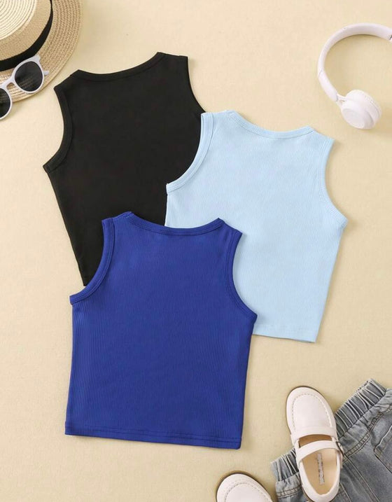 Young Girl 3pcs Solid Tank Top