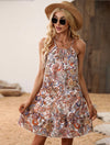 Paisley & Floral Print Ruffle Hem Cami Dress Without Belt