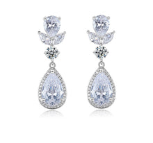  Crystal Diamond Water Drop Earrings Brass Full Big Cubic Earrings