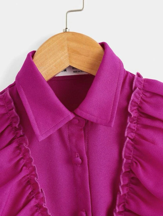 Kids FANZEY Toddler Girls Ruffle Trim Button Front Blouse