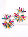 1pair Exaggerated Sparkling Rhinestone Floral Dangle Earrings