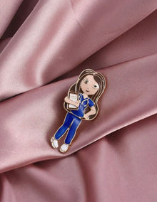  1pc Cute Cartoon Doctor Design Oil Drop Shaped Brooch Suitable For Lady Doctor's Daily Wear