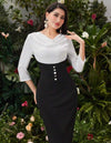 Contrast Color Cowl Collar Bodycon Dress