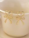 1pair Fashionable Bowknot, Geometric & Heart Shaped Stud Earrings