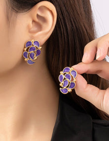  1pair Fashionable Matte Enameling Ombre Hollow Out Dangle Earrings