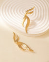 1pair Simple Fashionable Metallic Wing Design Stud Earrings