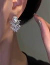 1 Pair Of Full Rhinestone Faux Pearl Earrings For Women Niche Design Light Luxury Earrings