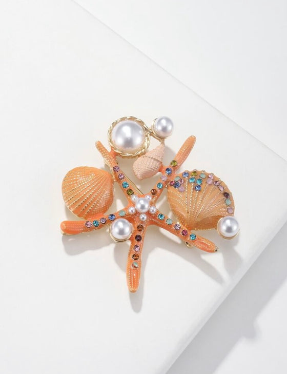 Shell & Starfish Design Brooch