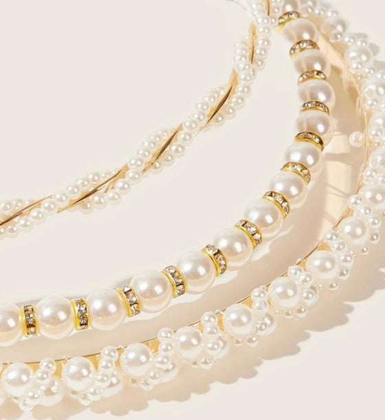 3pcs Elegant Faux Pearl Head Hoop Hair Band Head Jewelry Hair Accessories For Women