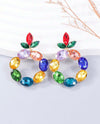 1pair Colored Rhinestone Circle Earrings For Women