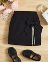 Kids FANZEY Toddler Girls Pearls Detail Bow Front Skirt