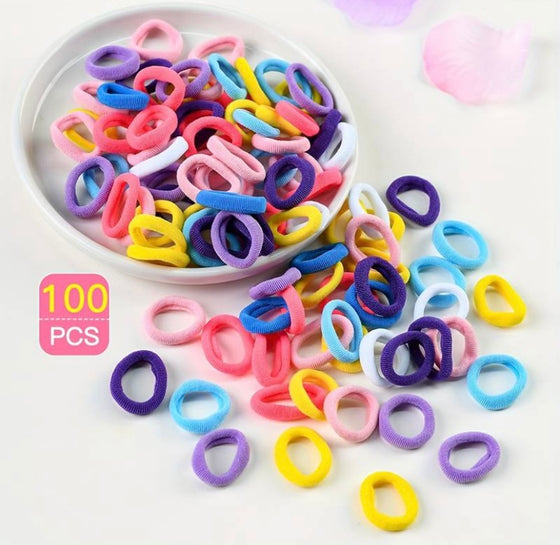 100pcs Colorful Hair Tie Ponytail Holders Set