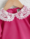 Kids Nujoom Toddler Girls Contrast Guipure Lace Peter Pan Collar Puff Sleeve Blouse