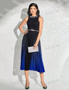 Gradient Pearl Bead Decor Sleeveless Dress
