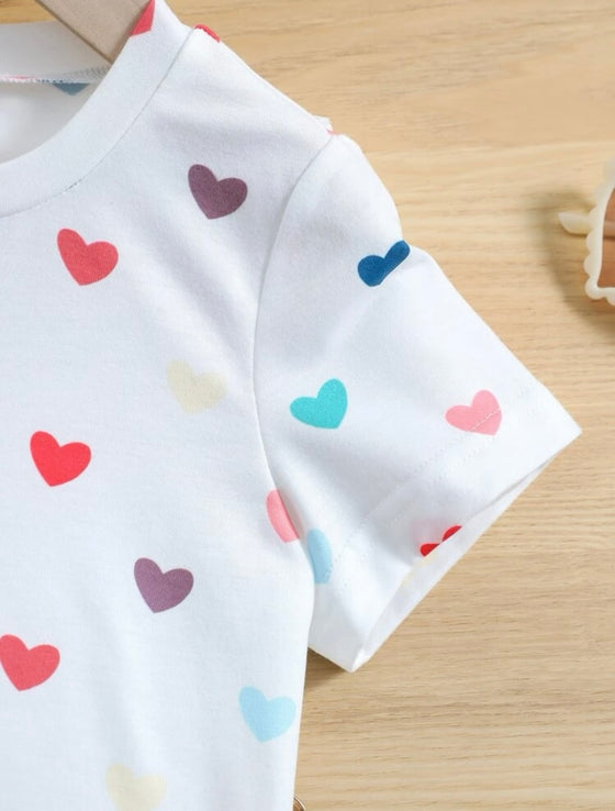 Kids EVRYDAY Toddler Girls Heart Print Tee Without Bag