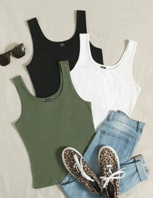  EZwear 3pcs Solid Tank Top