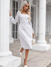 Square Neck Flounce Sleeve Dress