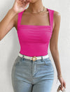 Square Neck Ruched Bust Tank Top