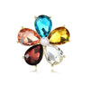 Freshwater Pearl Inlaid With Rhinestone Five Petals Flower Shaped Brooch In Five Colors