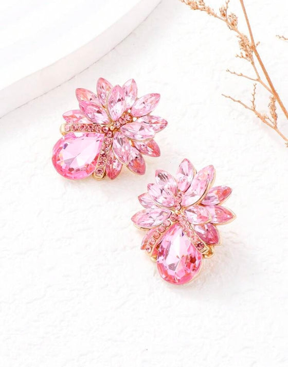 1pair Bowknot & Rhinestone Decor Earrings