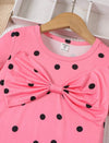 Young Girl Polka Dot Print Bow Front Tee