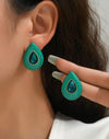 1pair Charm Water Drop Shaped Gemstone Earrings For Women