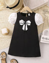 Kids EVRYDAY Toddler Girls Bow Patched Puff Sleeve Dress