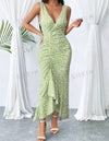 Fashionable Printed High Waist Mermaid Hem Dress